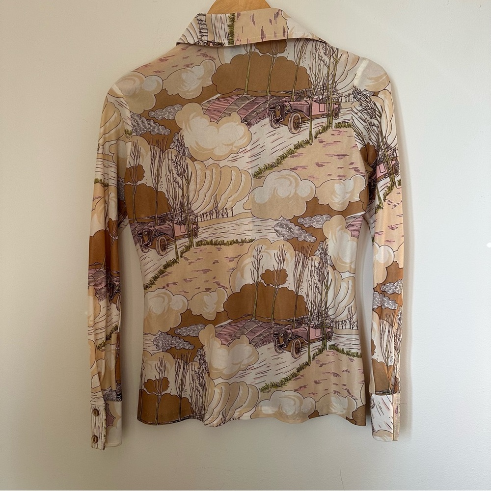 Vintage 70’s Scenic Print Button-Up Shirt - Picture 5 of 6